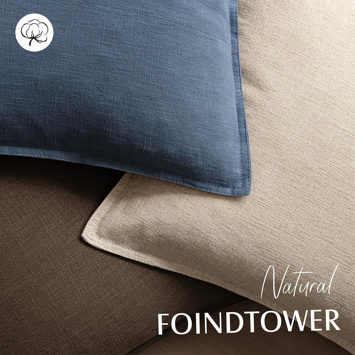 Pack of 2 Decorative Linen Solid Throw Pillow Covers Soft Accent Euro Cushion Case Farmhouse Neutral Pillowcase for Chair Couch Sofa Bedroom Living Room Home Decor 26 x 26 Inch Dark Blue (2 Count)