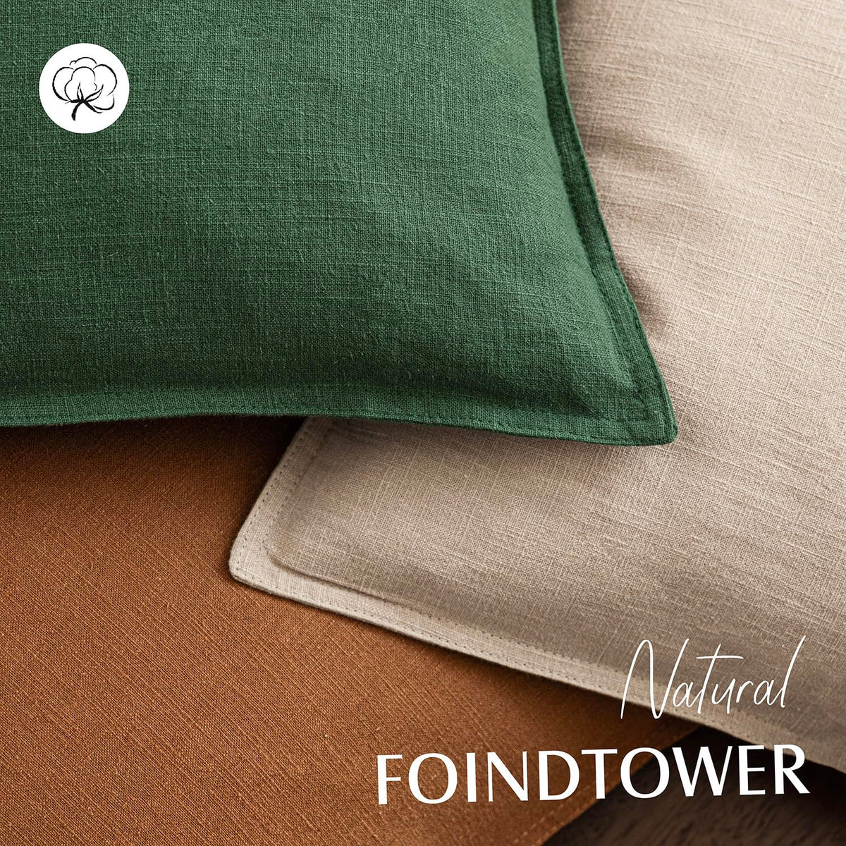 Set of 2 Decorative Linen Solid Throw Pillow Covers Soft Accent Euro Cushion Case Farmhouse Neutral Pillowcase for Chair Couch Sofa Bedroom Living Room Home Decor 22 x 22 Inch Pine Green