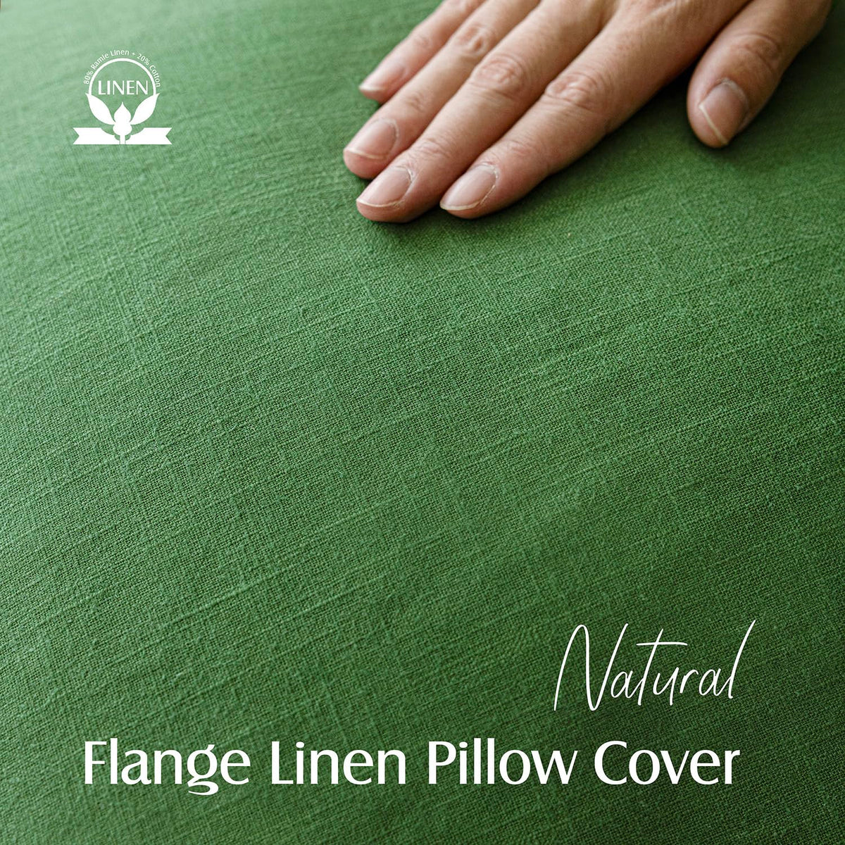Pack of 2 Decorative Linen Solid Throw Pillow Covers Soft Accent Euro Cushion Case Boho Farmhouse Pillowcase for Chair Couch Sofa Bedroom Living Room Home Decor 18 x 18 Inch Forest Green