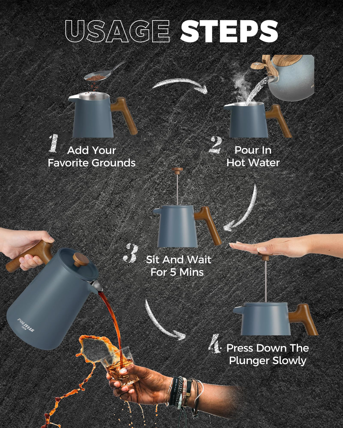 POLIVIAR French Press Coffee Maker