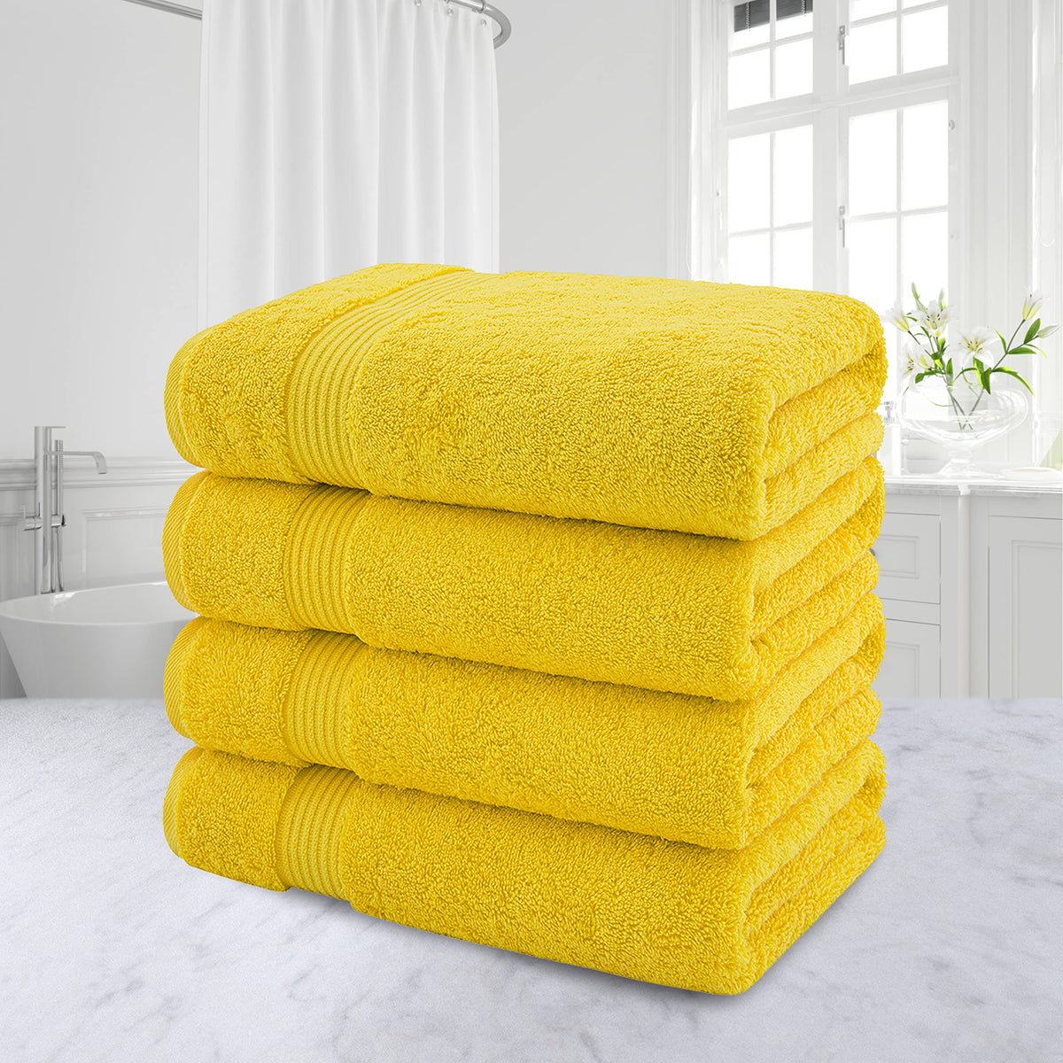 100% Cotton Turkish Bath Towels for Bathroom 4 Pack (4 Count)
