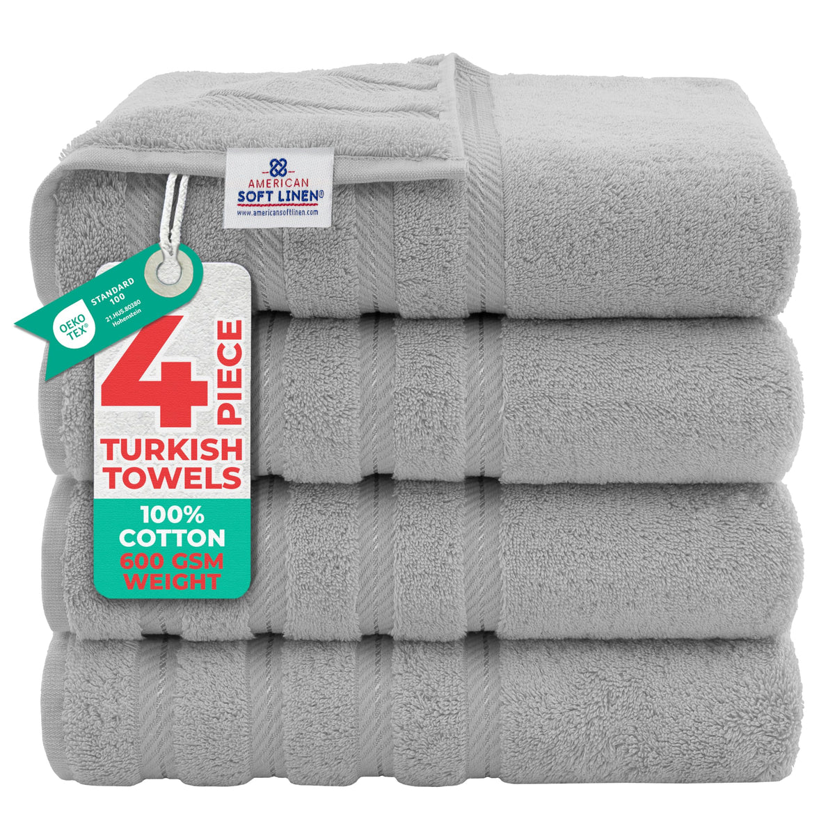 100% Cotton Luxury Turkish Towels (4 Count)
