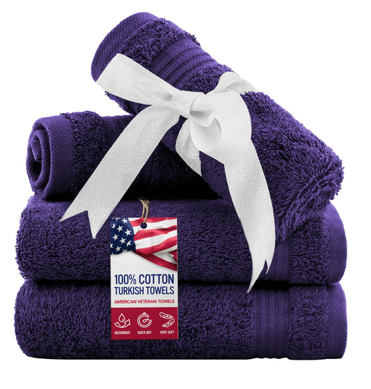 100% Cotton Turkish Washcloths for Bathroom Essentials 4 Pack (4 Count)