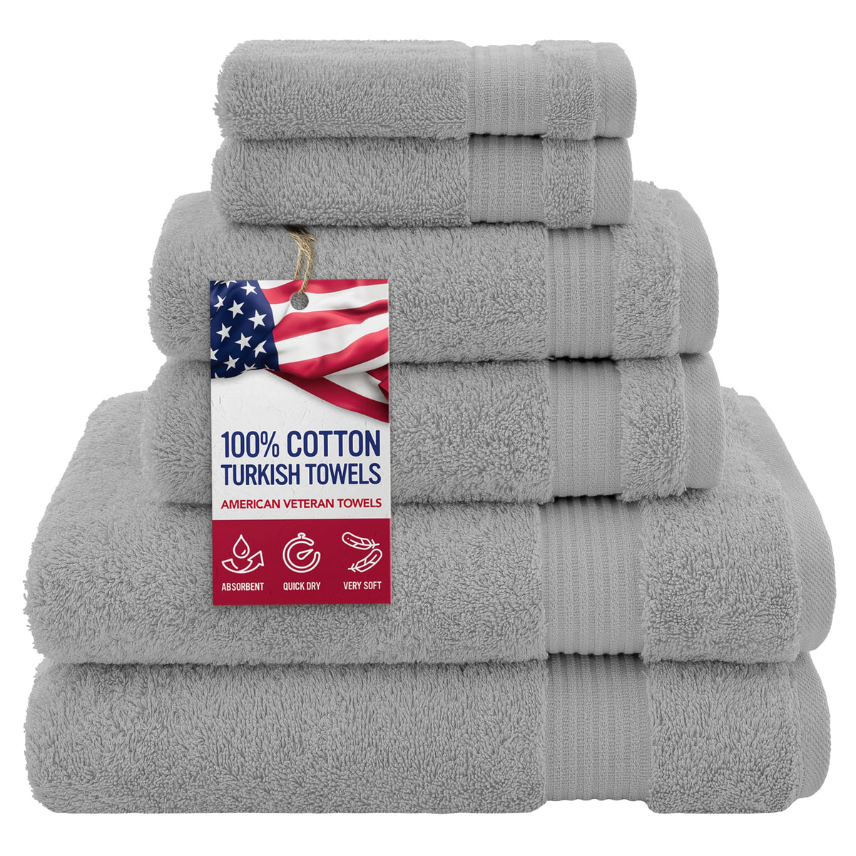 100% Cotton Turkish 6 Piece Towel Set