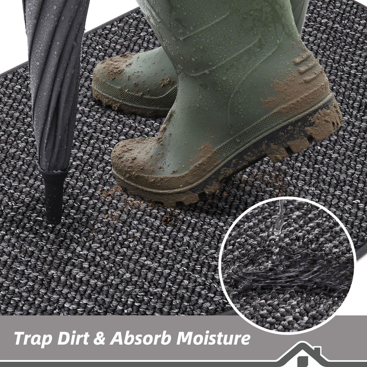 Dirt Trapper Door Mat 26" x 40" Half Circle Non Slip