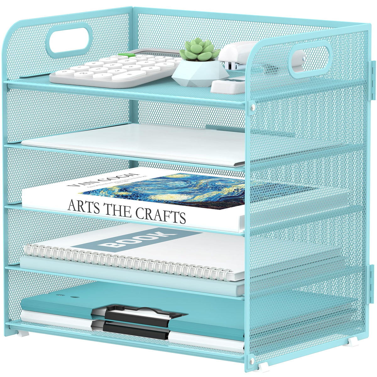 5 Trays Paper Organizer Letter Tray with Handle