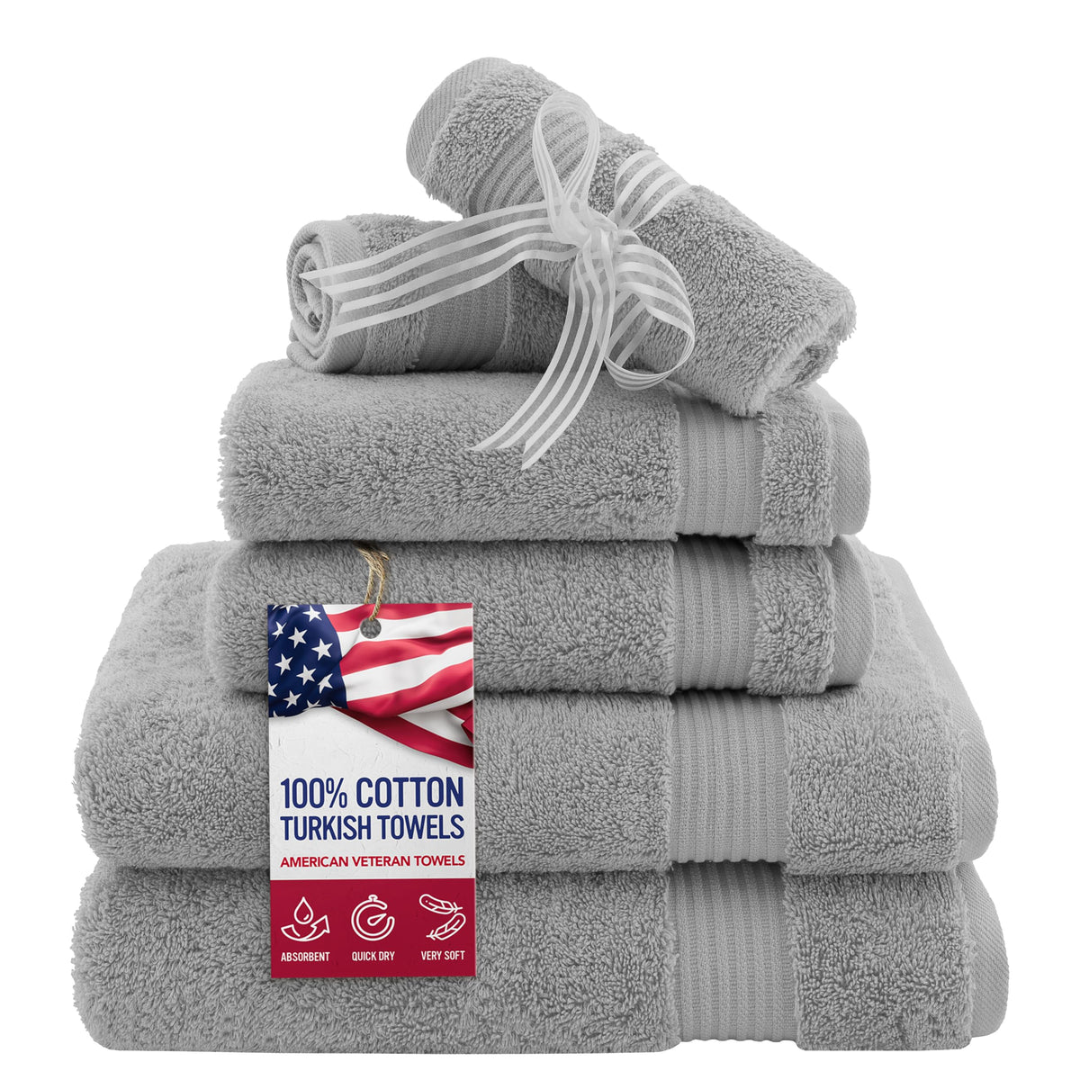 6 Piece Towel Set for Bathroom (6 Count)