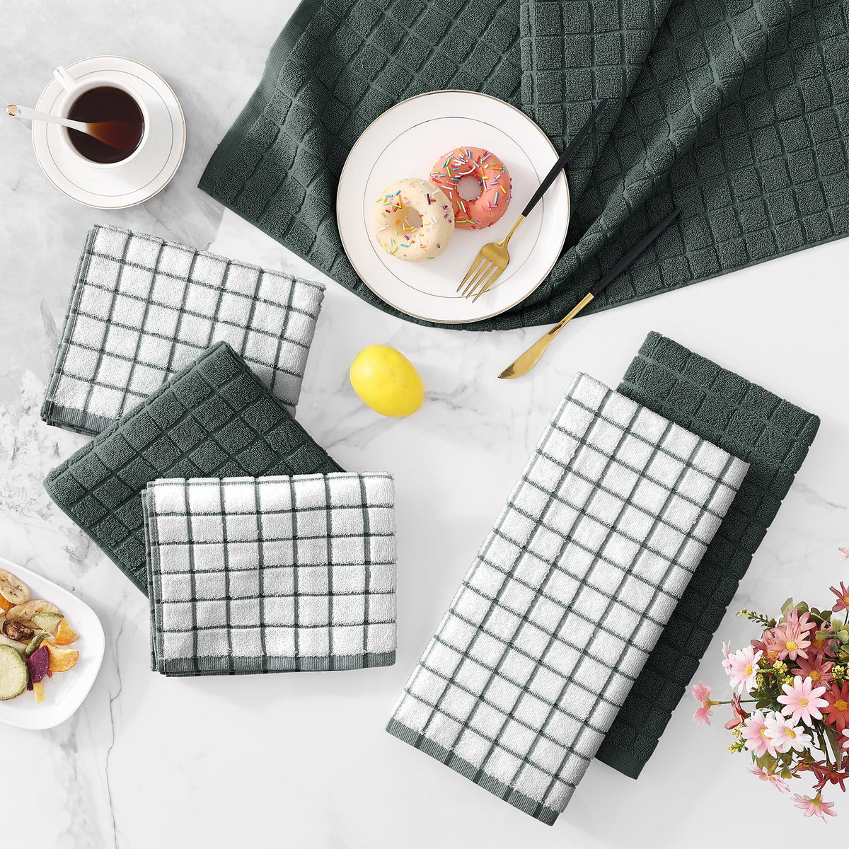 Large Premium Cotton Kitchen Towels 16"x 28" (4 Count)