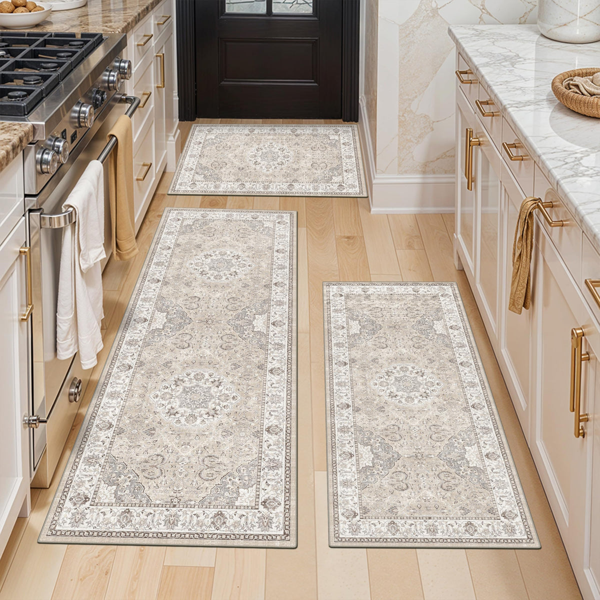 Washable Kitchen Rug Set of 3 (24 Sq Ft)