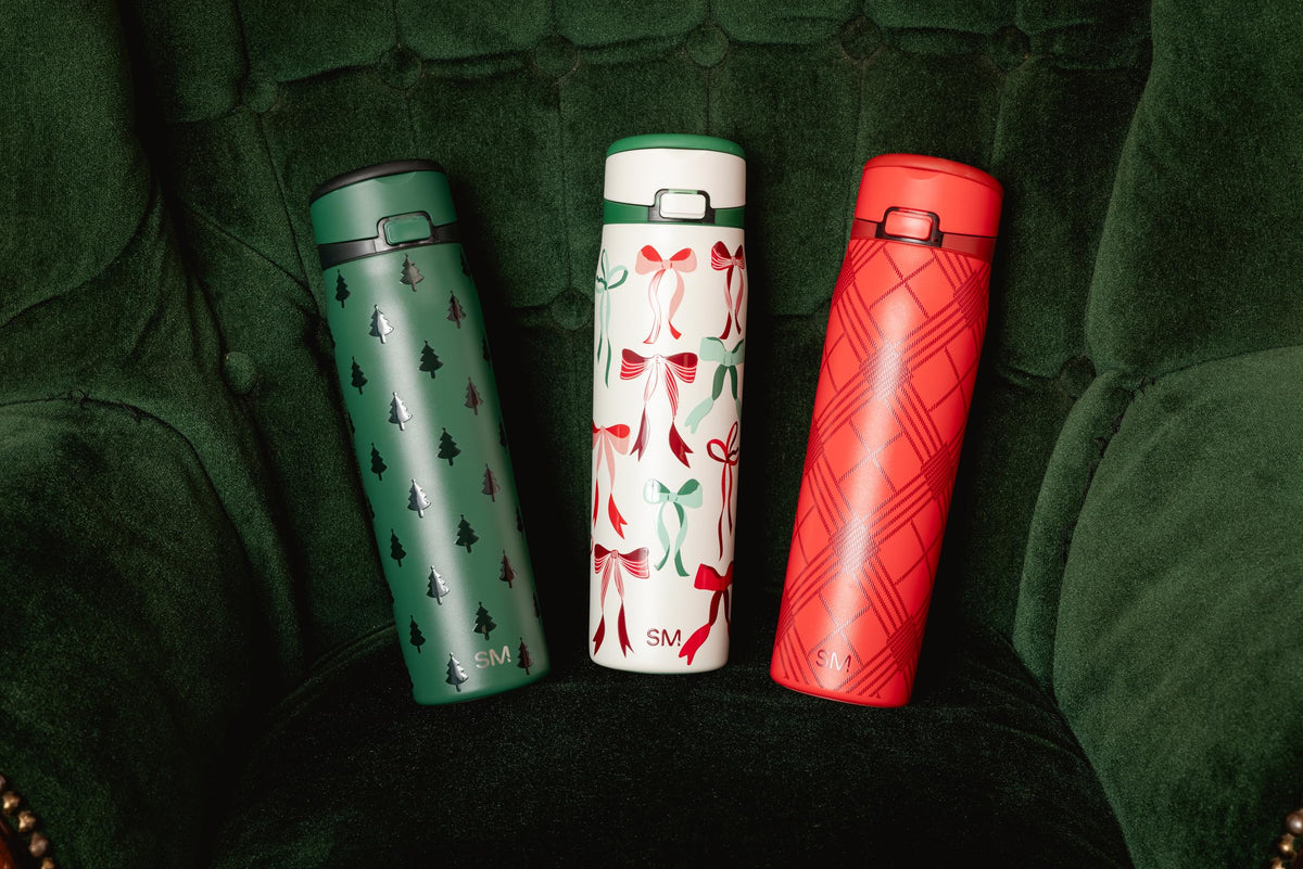 Christmas Water Bottle with Straw & Handle