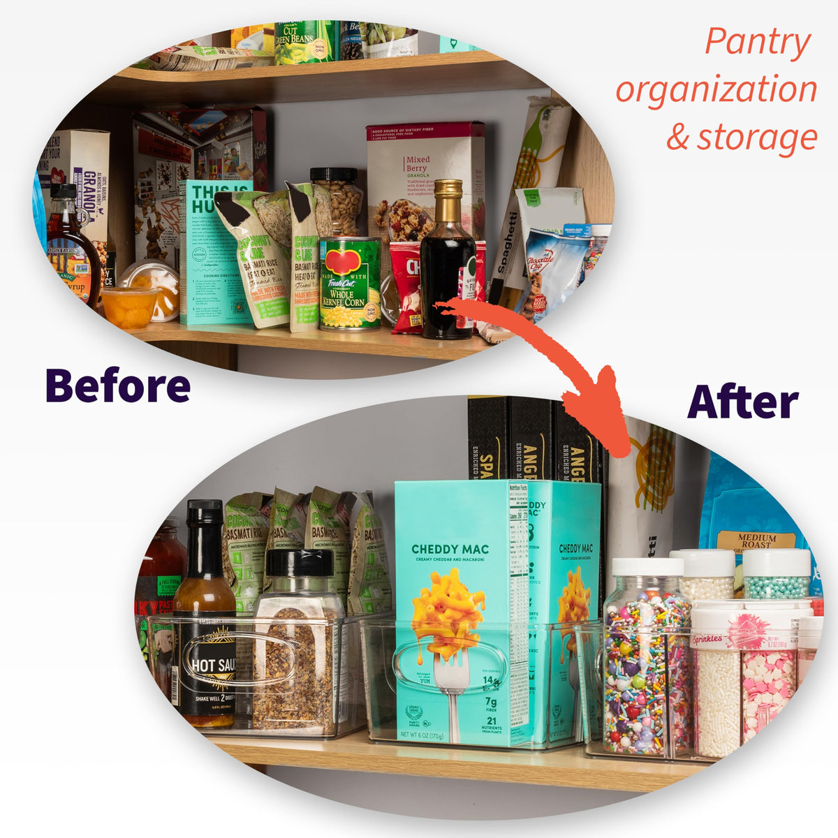 Pantry Storage Bins with Removable Dividers (2 Count)