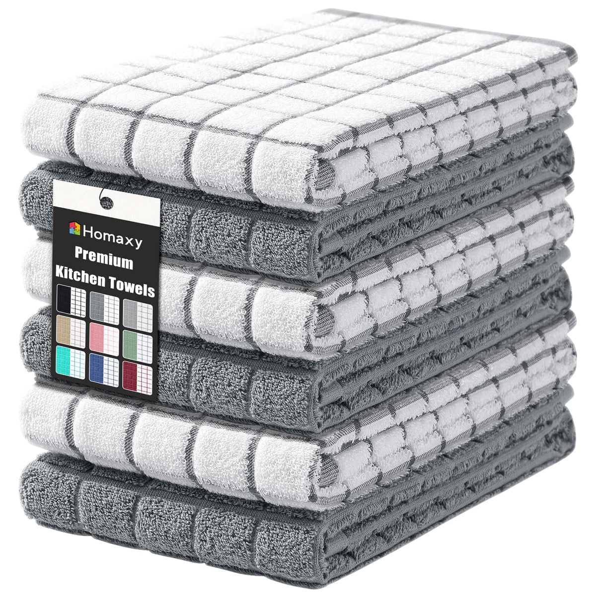 Large Premium Cotton Kitchen Towels 16"x 28" (6 Count)