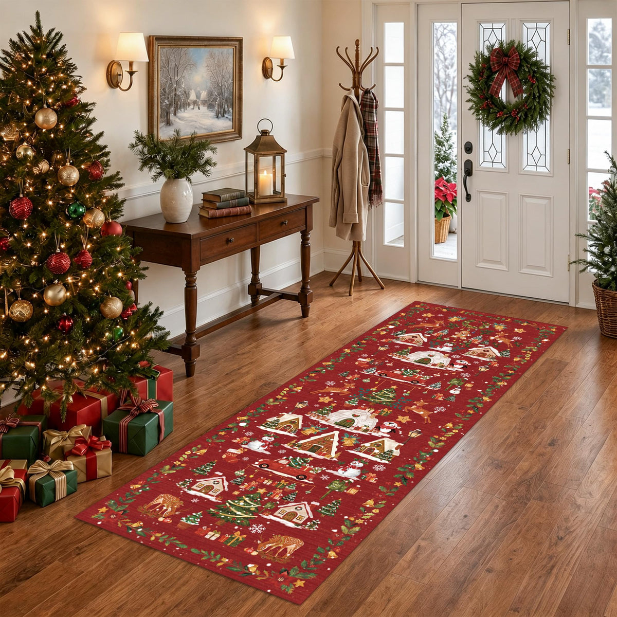 Christmas Runner Rug 2x5 for Hallway (10 Sq Ft)