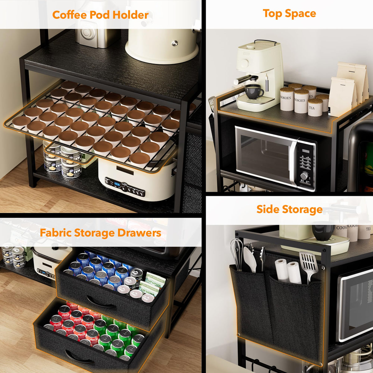 47"H Adjustable Mini Fridge Stand with Storage Drawers
