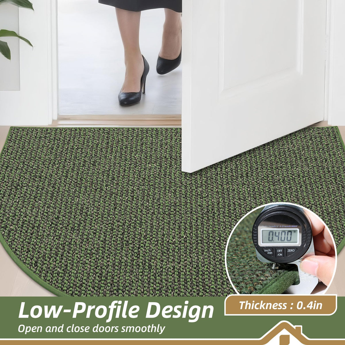 Dirt Trapper Door Mat 24" x 36" Half Circle Non Slip Rugs