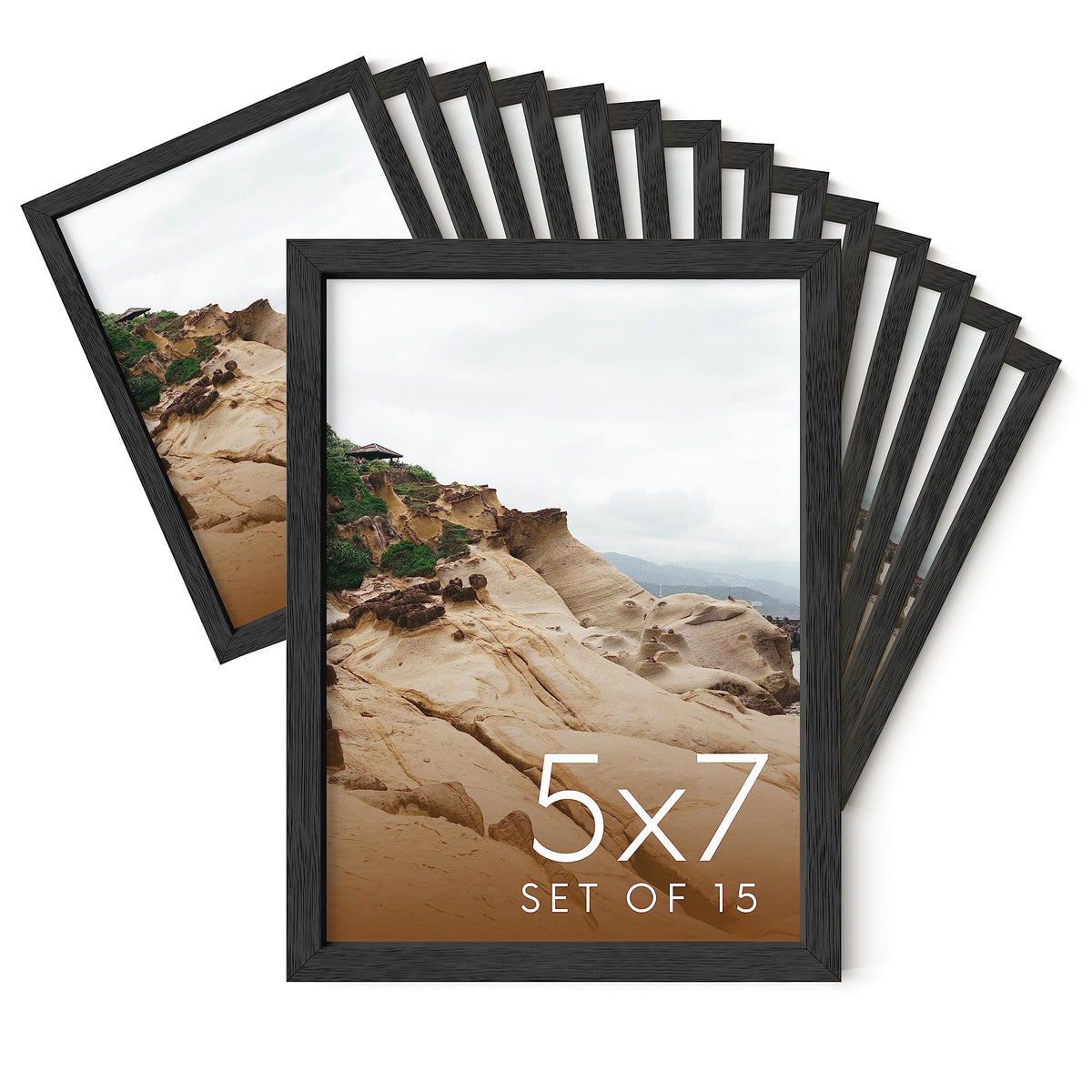 5x7 Black Oak Wood Photo Frame Set of 15
