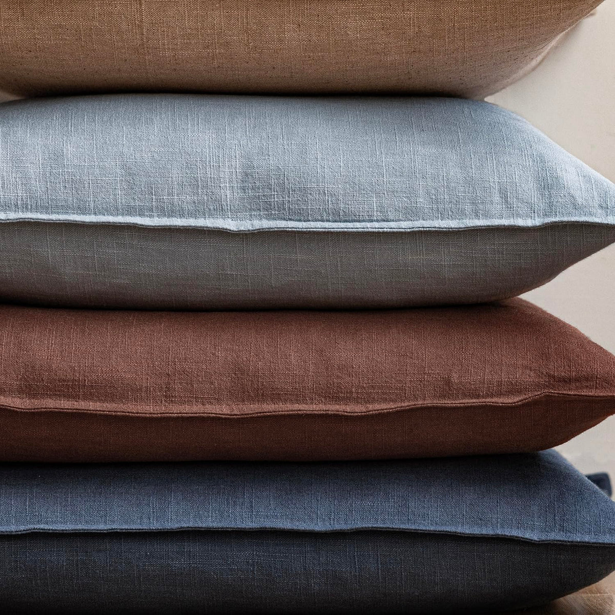 Pack of 2 Decorative Linen Solid Throw Pillow Covers Soft Accent Lumbar Cushion Case Boho Farmhouse Pillowcase for Chair Couch Sofa Bedroom Living Room Home Decor 12 x 20 Inch Rust Red
