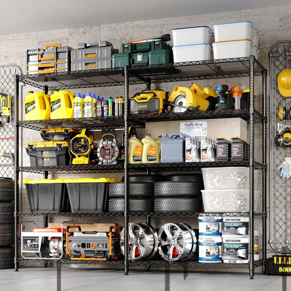 71" Wide Storage Shelves Metal Shelving Units 5 Tier