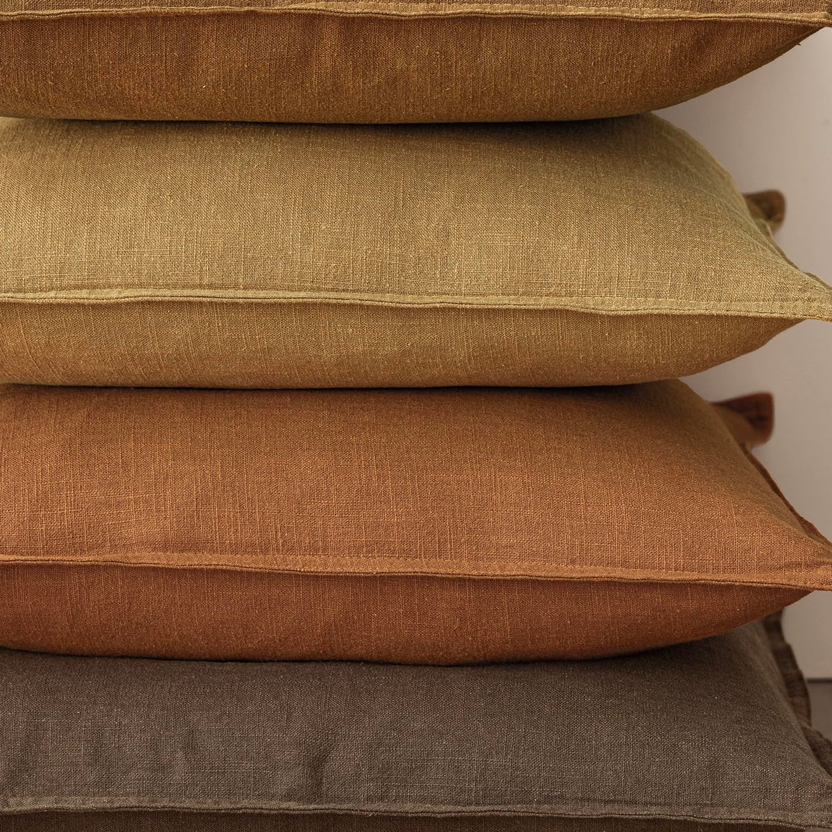 Set of 2 Decorative Linen Solid Throw Pillow Covers Soft Accent Cushion Euro Case Boho Farmhouse Pillowcase for Chair Couch Sofa Bedroom Living Room Home Decor 22 x 22 Inch Autumn Orange