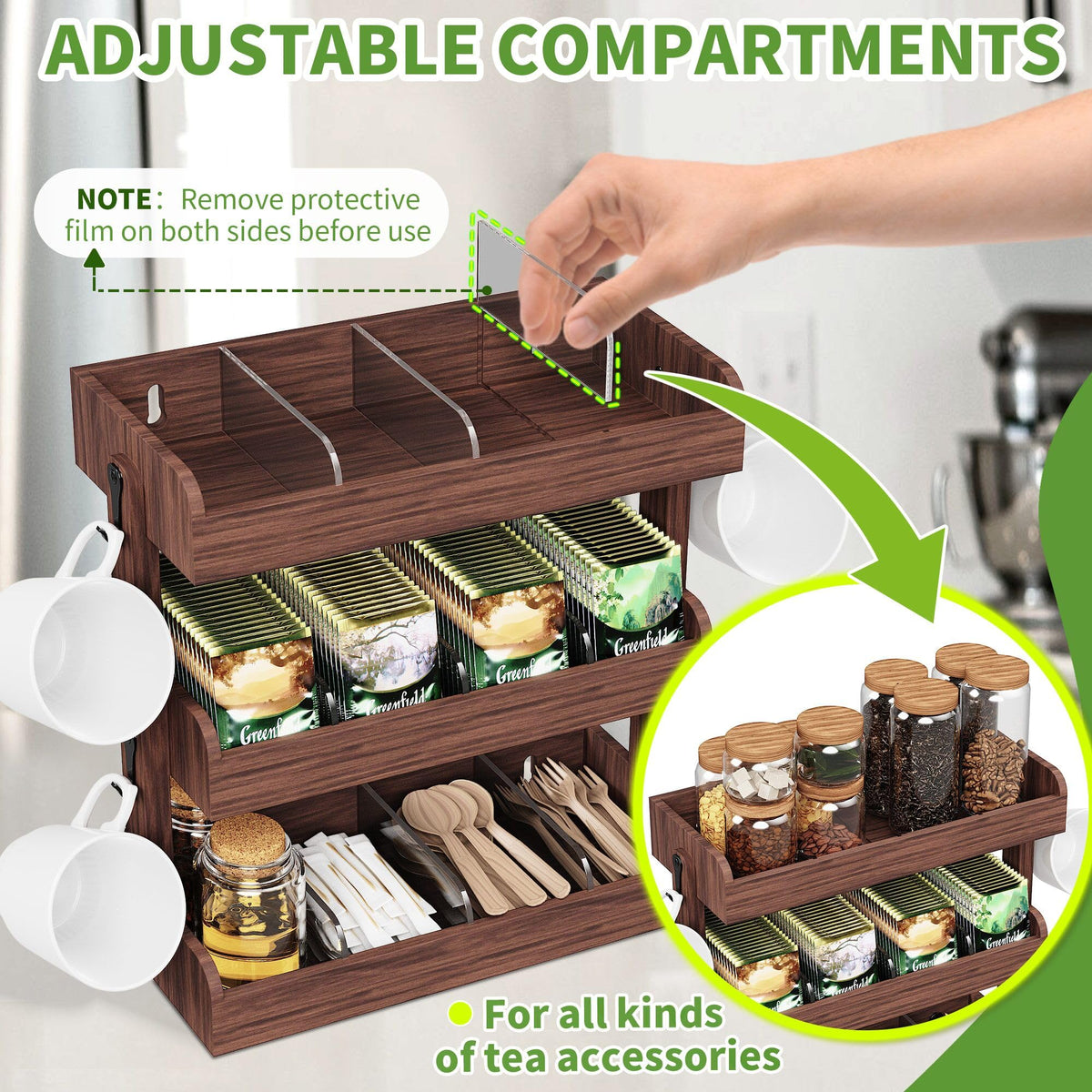 3 Tier Tea Bag Organizer Wall Mounted