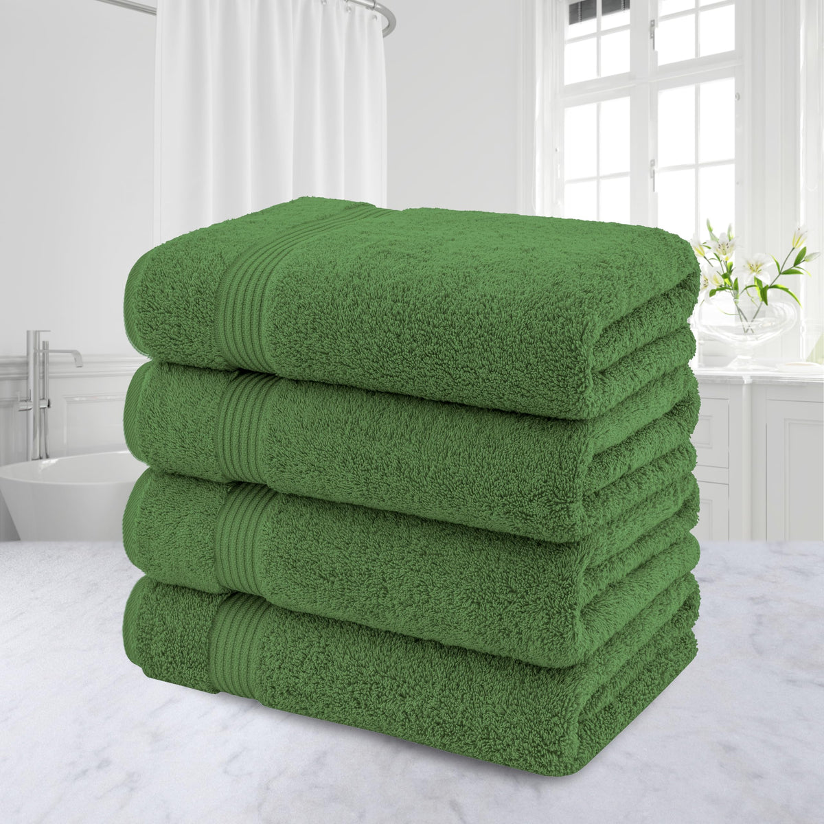 100% Cotton Turkish Bath Towels for Bathroom 4 Pack (4 Count)