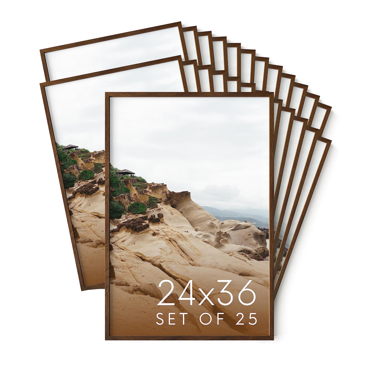 24x36 Walnut Oak Wood Picture Frames Set of 25