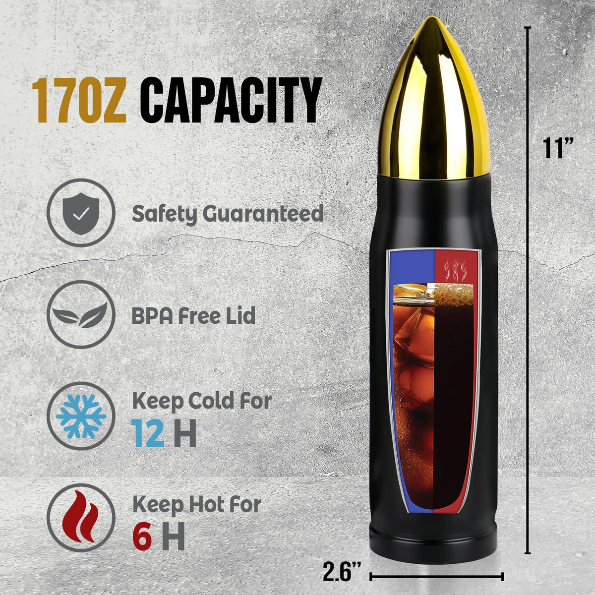 Black and Gold American Flag Stainless Steel Tumbler