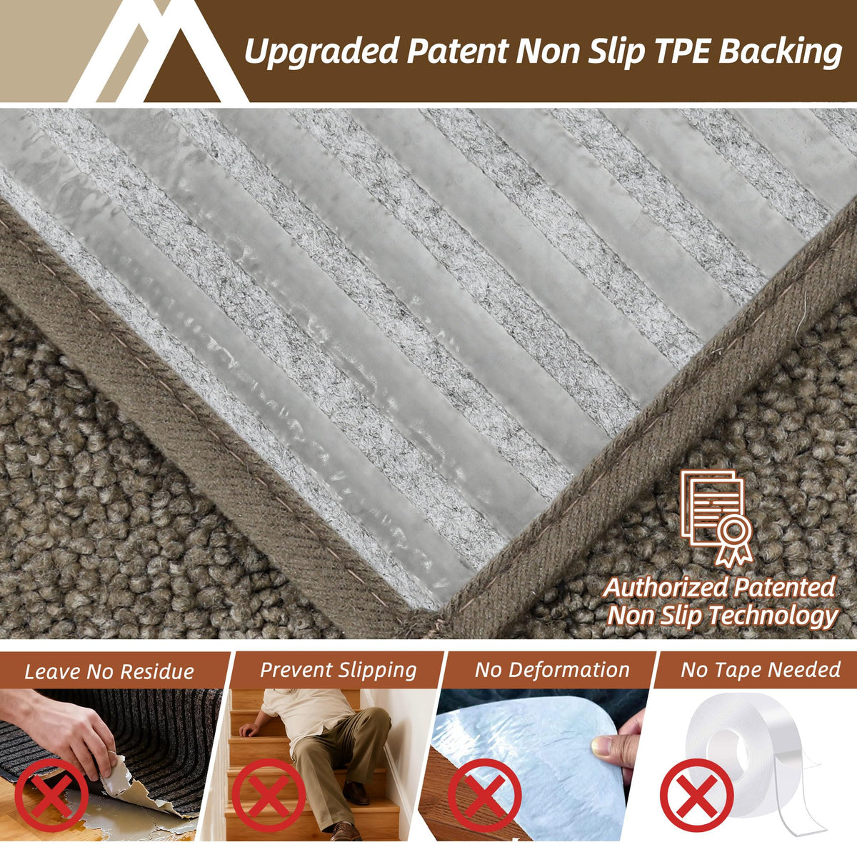 Stair Treads for Wooden Steps Non Slip 9"x28" (7 Sq Ft)
