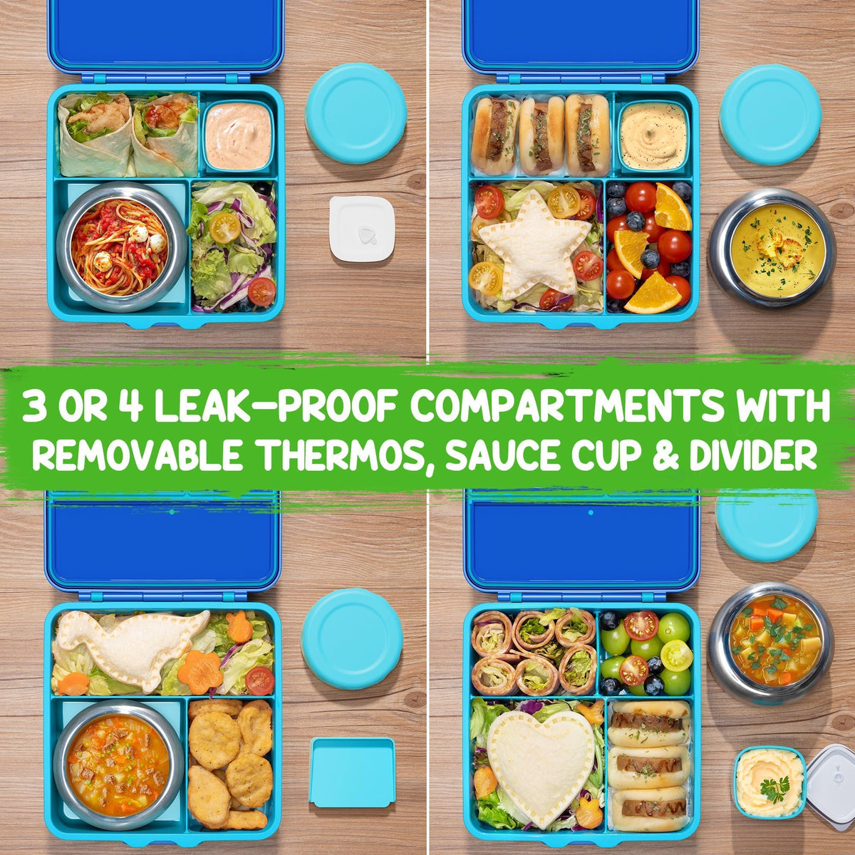 60oz Leakproof Bento Lunch Box for Kids with 8.5oz Thermo Food Jar