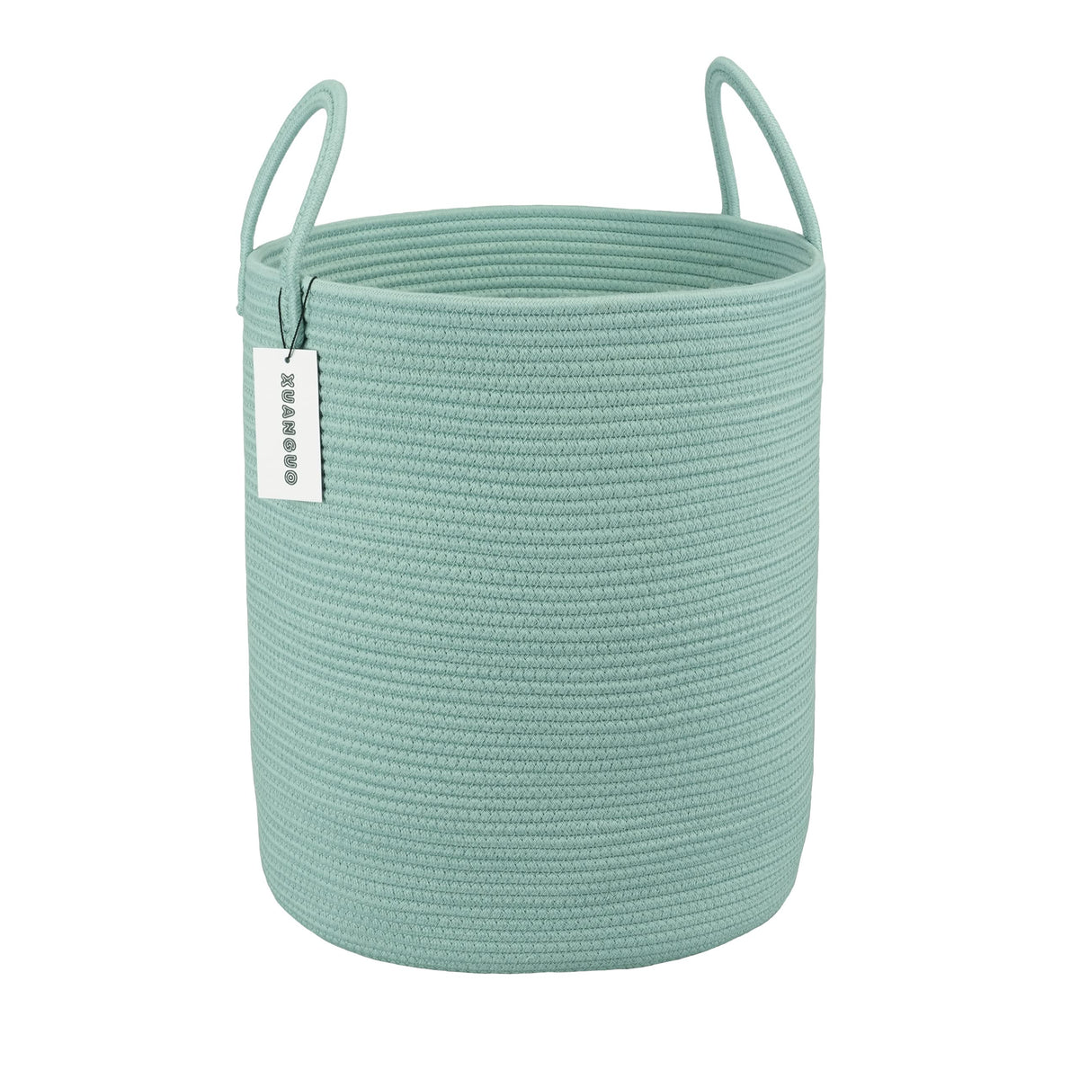 Cotton Rope Laundry Basket Hamper for Clothes Large Light Green
