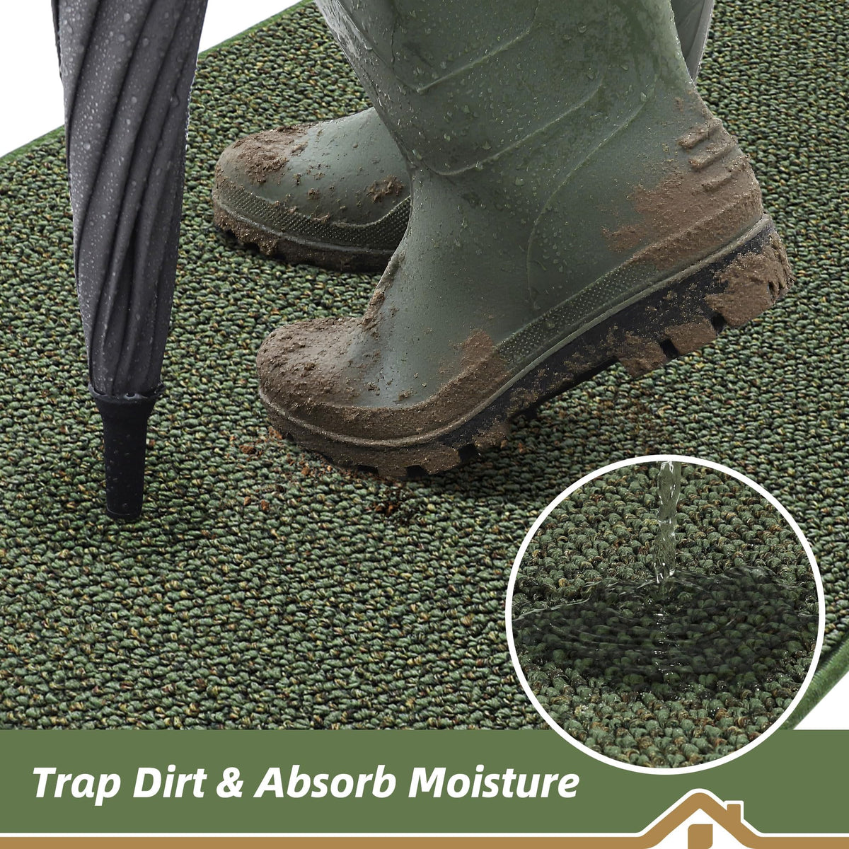 Dirt Trapper Door Mat 24" x 36" Half Circle Non Slip Rugs