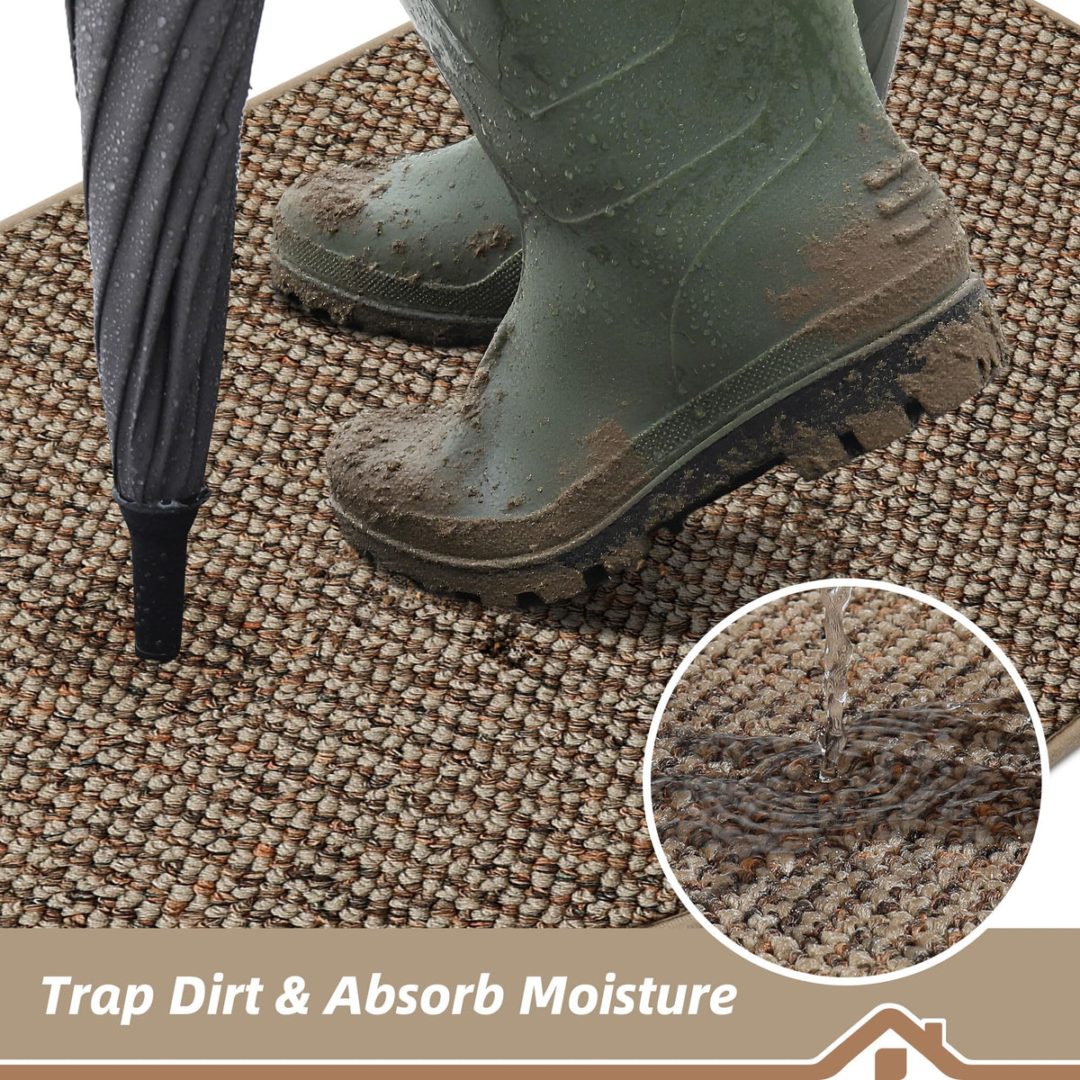 Dirt Trapper Door Mat 36" x 60" Half Circle Non Slip Rugs (15 Sq Ft)