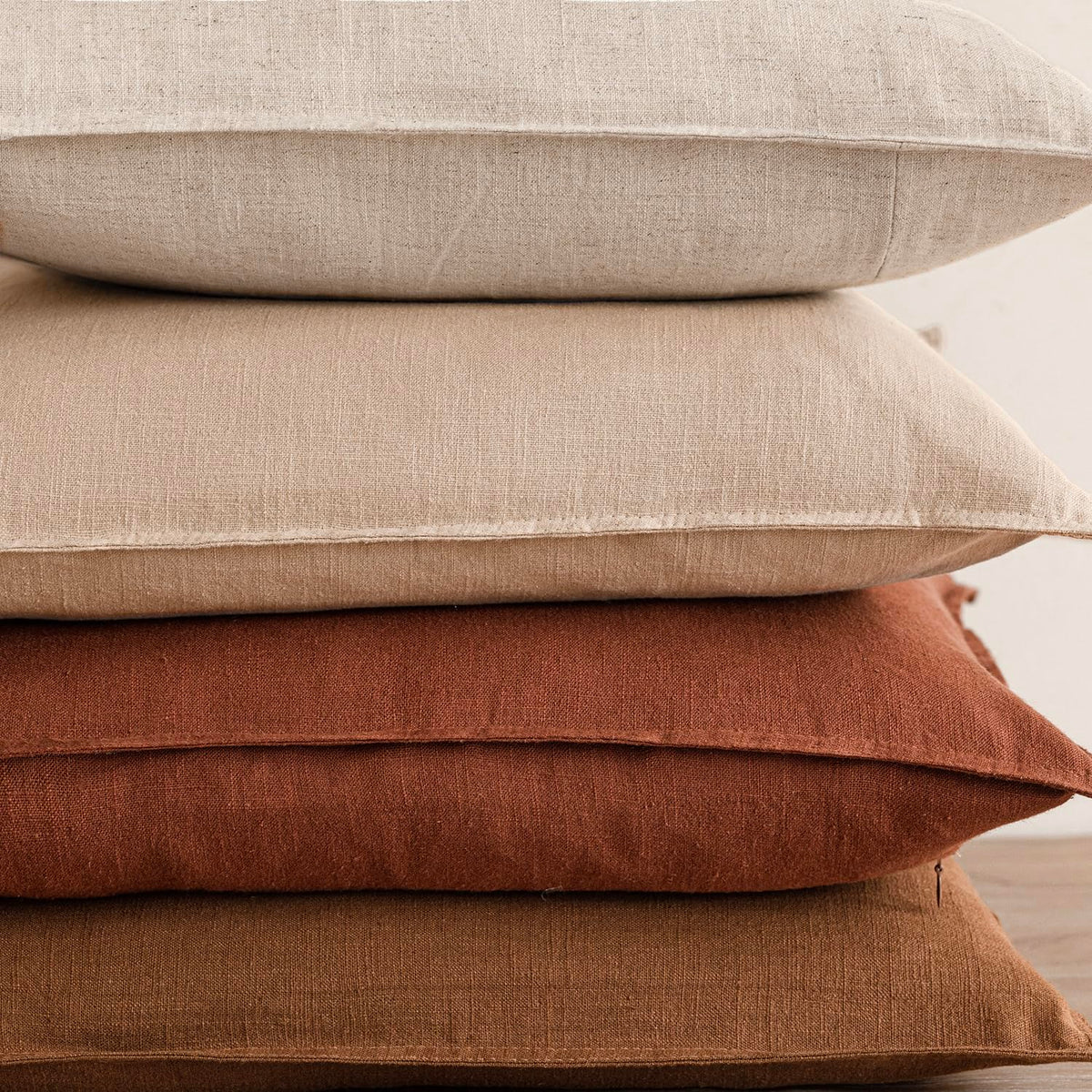 Pack of 2 Decorative Linen Solid Throw Pillow Covers Soft Accent Cushion Case Farmhouse Neutral Pillowcase for Chair Couch Sofa Bedroom Living Room Home Decor 26 x 26 Inch Fall Rust Orange
