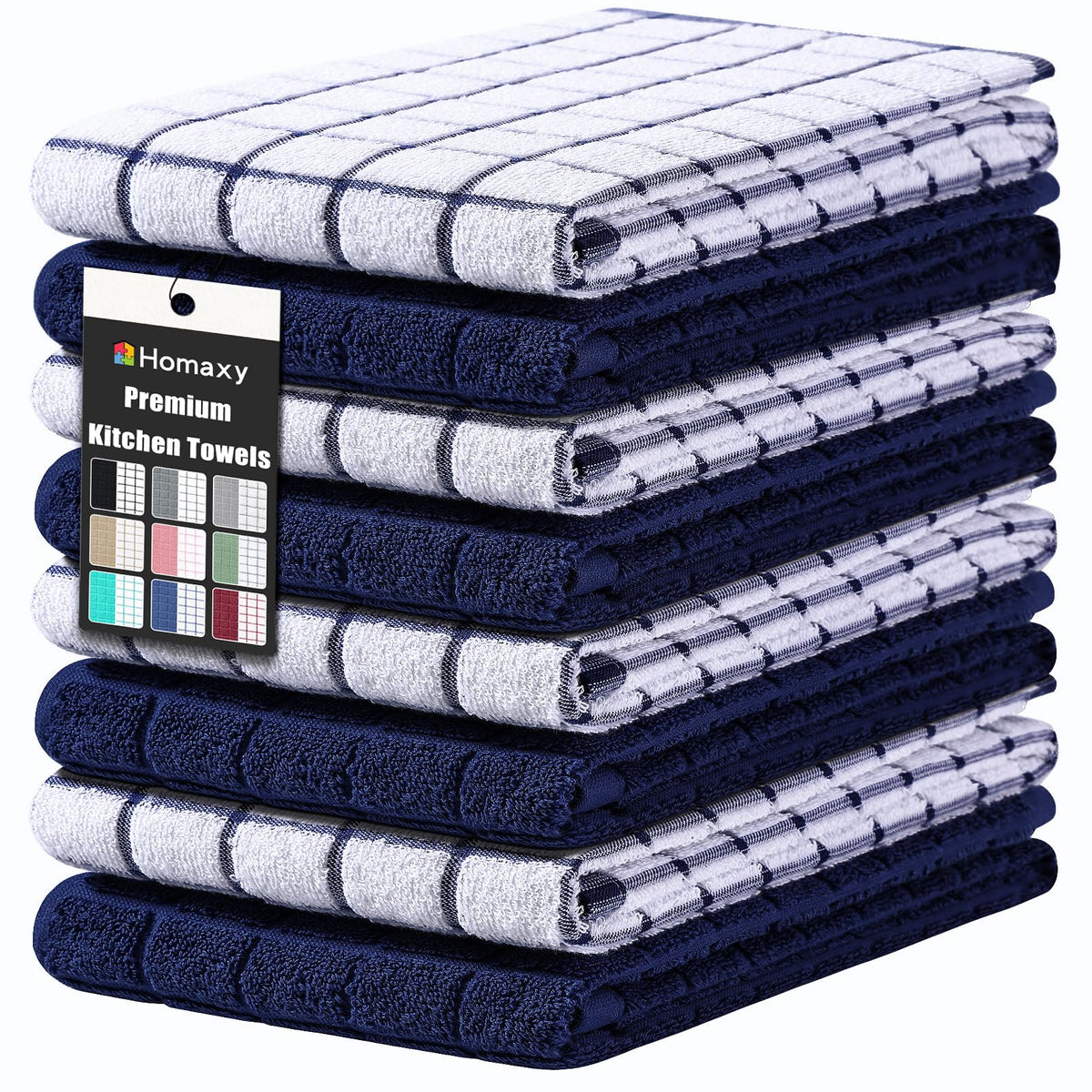 Large Premium Cotton Kitchen Towels 16"x 28" (8 Count)