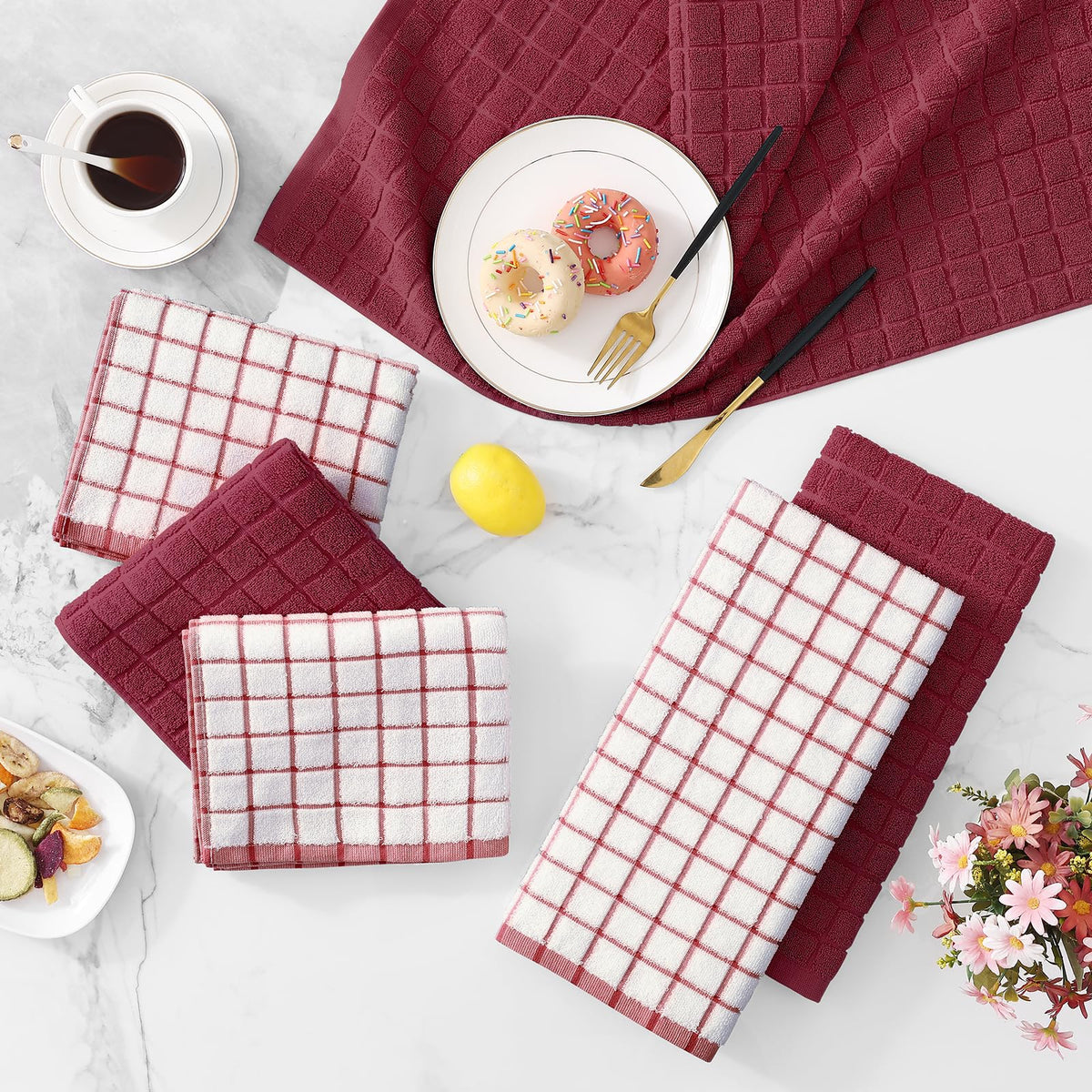 Large Premium Cotton Kitchen Towels 16"x 28" (6 Count)