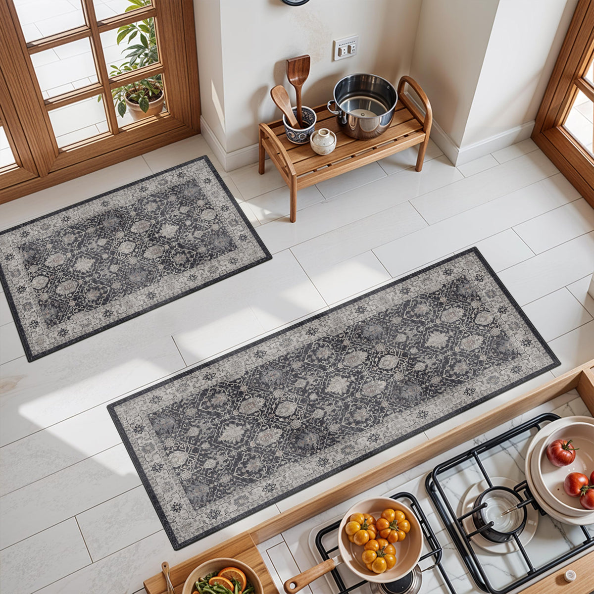 3 Pieces Kitchen Rug Sets (24 Sq Ft)