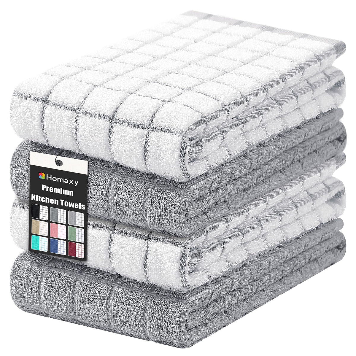 Large Premium Cotton Kitchen Towels 16"x 28" (4 Count)