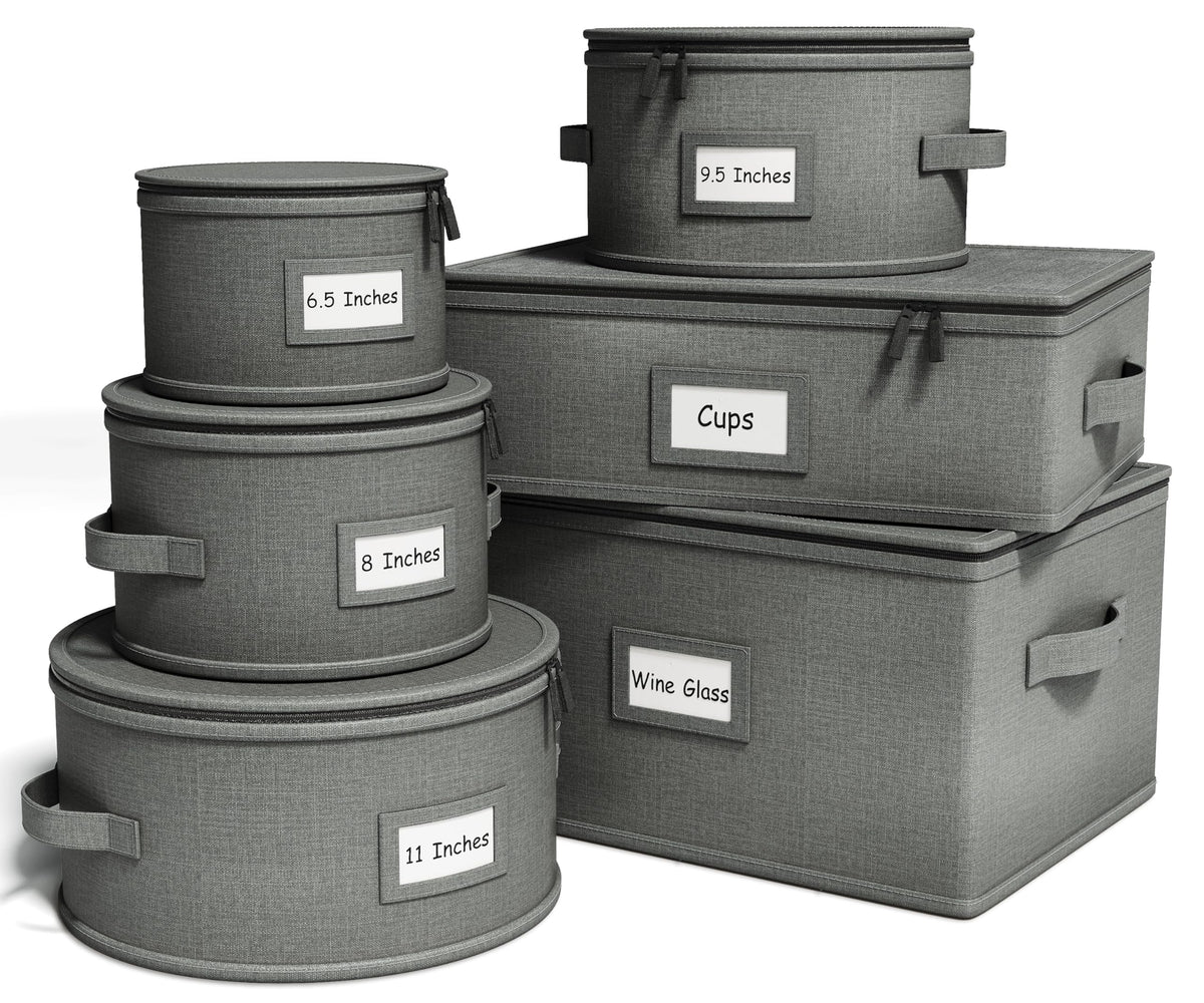 6 Piece Hard Shell China Storage Containers for Plates & Mugs (6 Count)