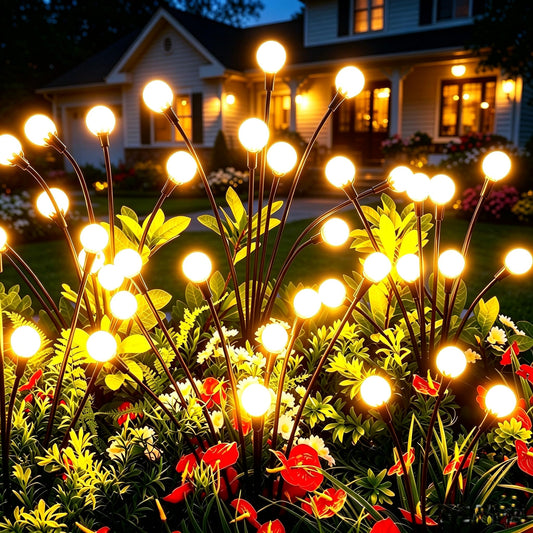 Solar Lights Outdoor Waterproof 4 Pack of 32 LEDs Garden Patio Firefly Decoration Unique Gifts Women Grandparents (4 Count)