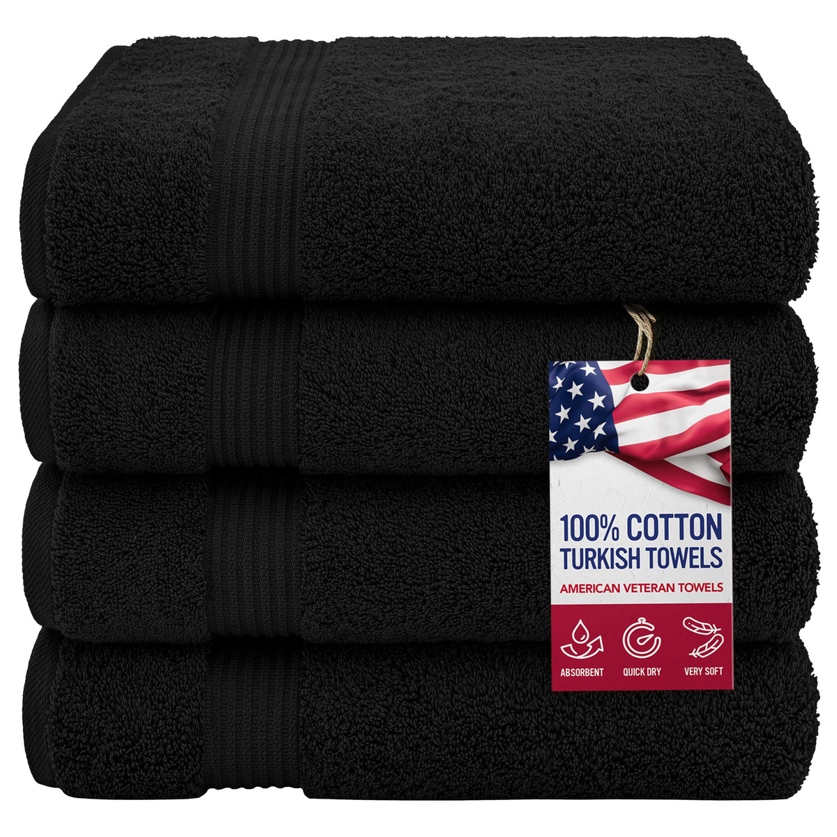 100% Cotton Turkish Bath Towels for Bathroom 4 Pack (4 Count)