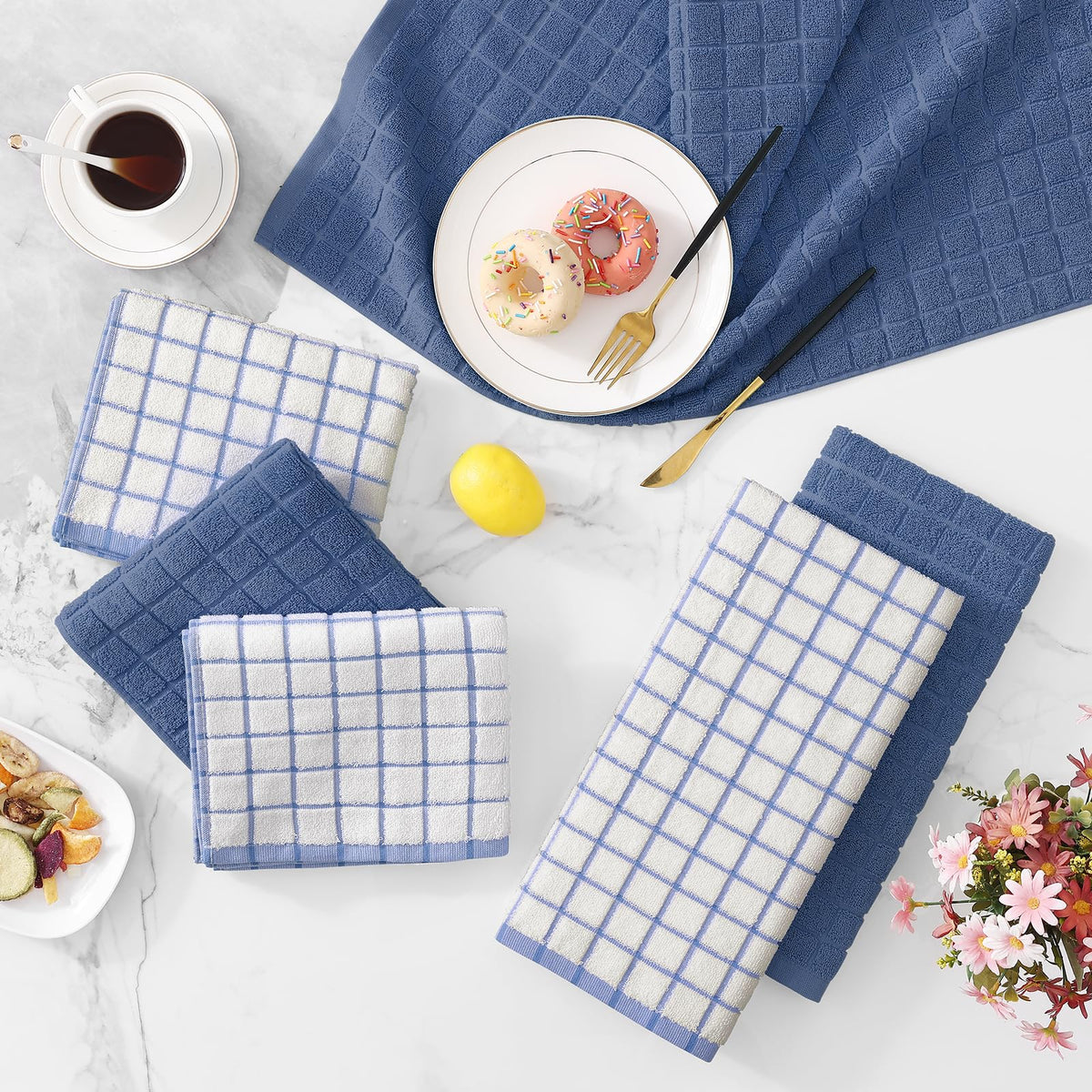 Premium Cotton Kitchen Dish Cloths 12"x 12" (8 Count)