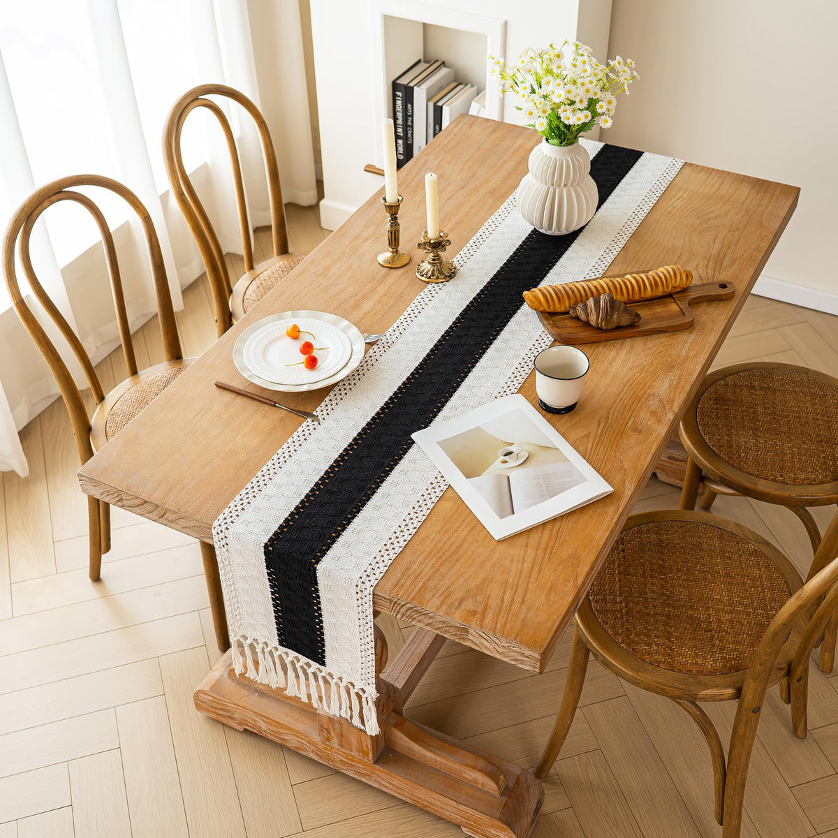Farmhouse Table Runner for Home Decor 12x36 Black Fall Home Decor (3 Foot)