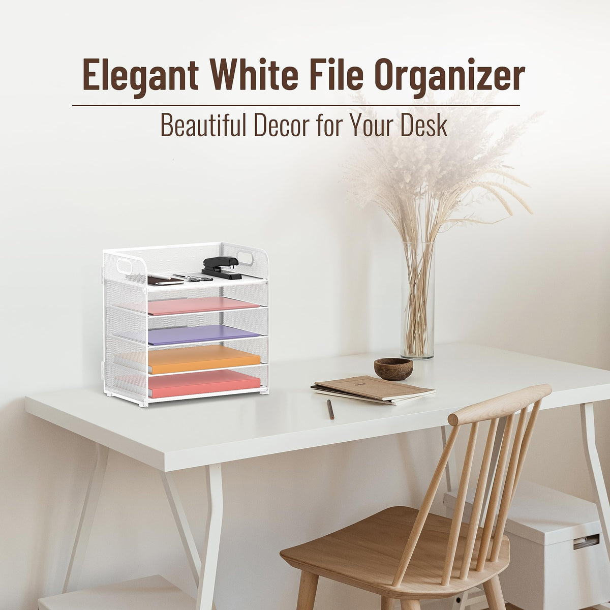 5 Trays Paper Organizer Letter Tray with Handle