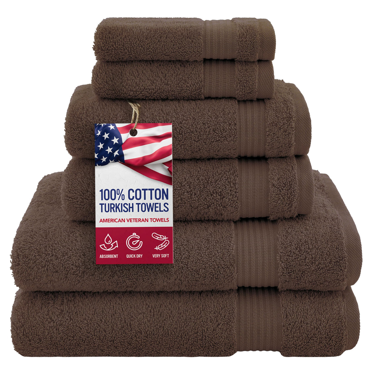 100% Cotton Turkish 6 Piece Towel Set