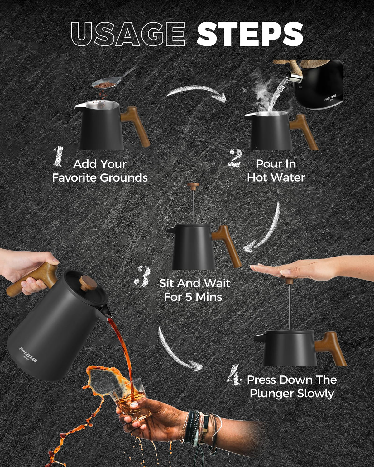 POLIVIAR French Press Coffee Maker