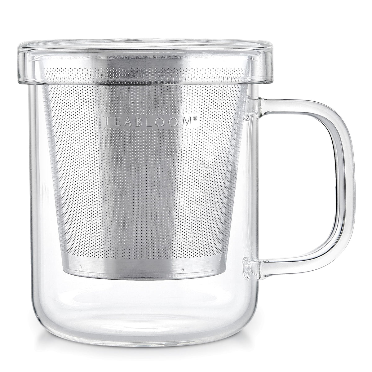 Premium Borosilicate Glass Mug with Stainless Steel Loose Leaf Tea Infuser and Lid