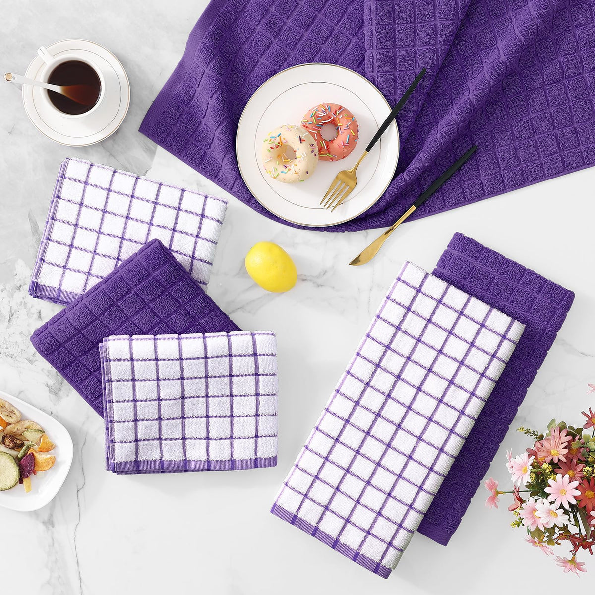 Large Premium Cotton Kitchen Towels 16"x 28" (4 Count)