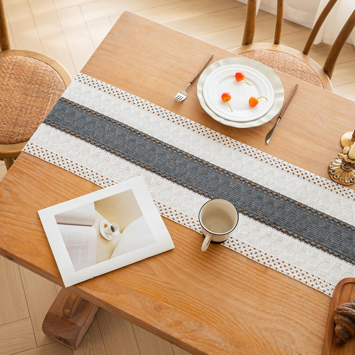 Farmhouse Table Runner for Home Decor 12x60 Grey Fall Home Decor (5 Foot)