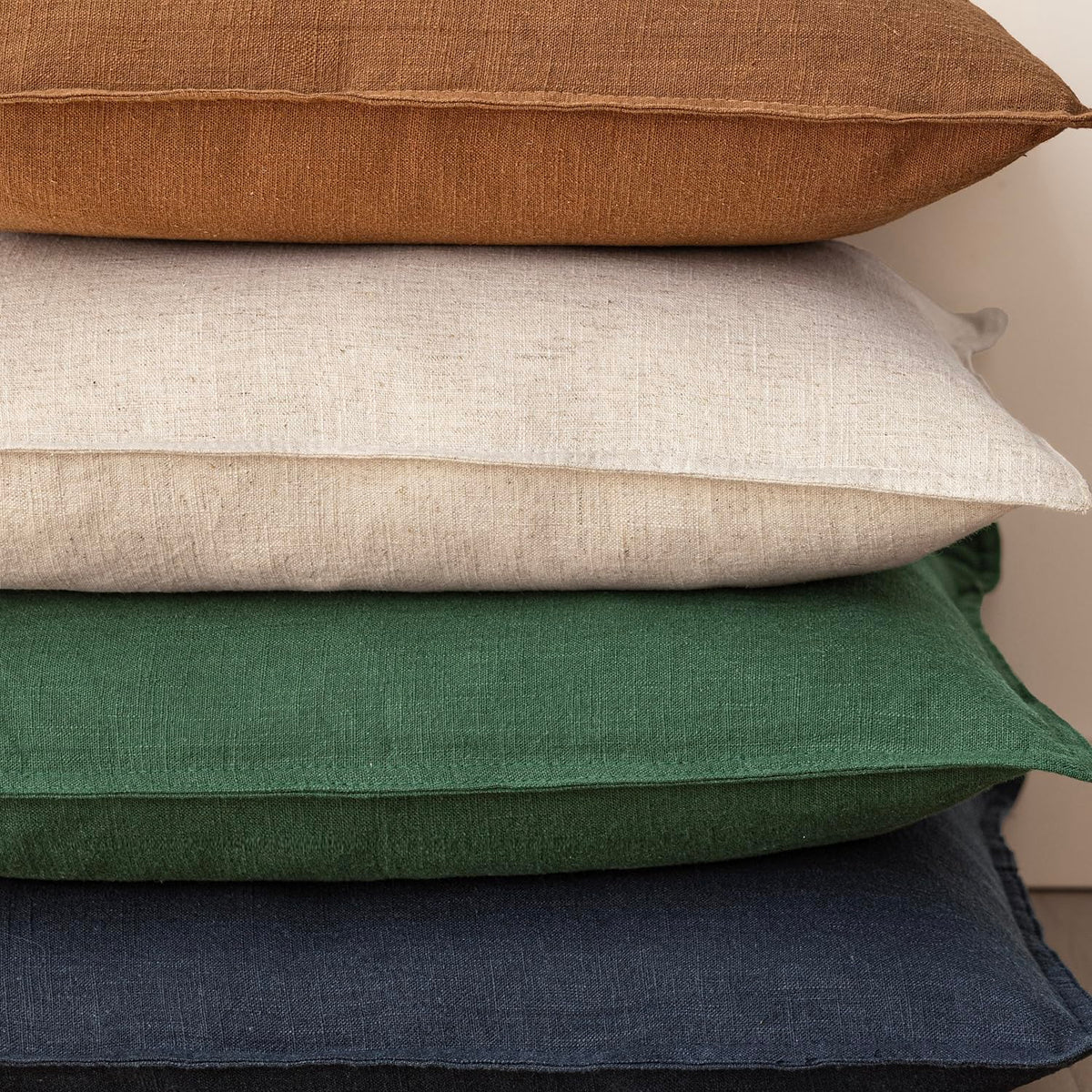 Set of 2 Decorative Linen Solid Throw Pillow Covers Soft Accent Euro Cushion Case Farmhouse Neutral Pillowcase for Chair Couch Sofa Bedroom Living Room Home Decor 24 x 24 Inch Pine Green
