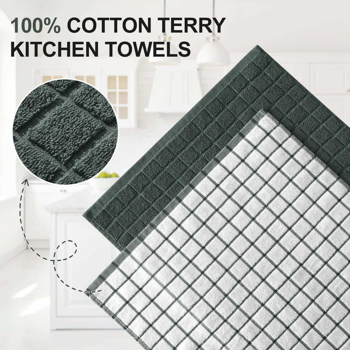 Large Premium Cotton Kitchen Towels 16"x 28" (4 Count)